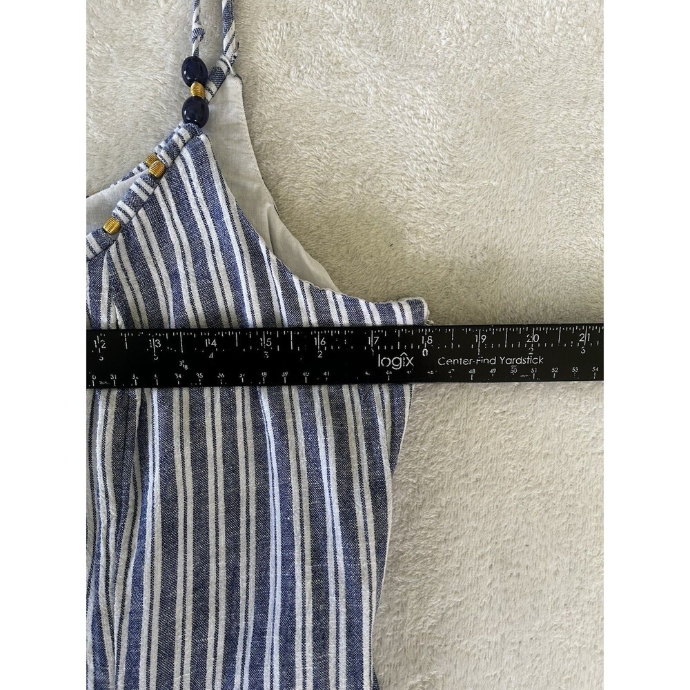 Calypso St. Barth Linen Blend Midi Dress Beaded Sleeveless Size Large Nautical - Picture 9 of 11